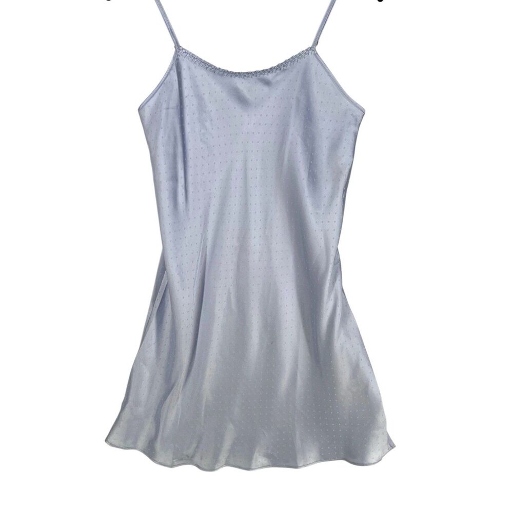 Flora by Flora Nikrooz Size Small Paige Jacquard Dot Satin Chemise Blue Adjust